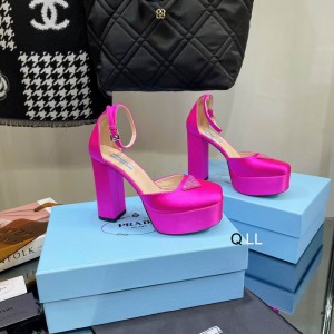 Prada sandals satin high 11cm fuschia 36-42 Shoes