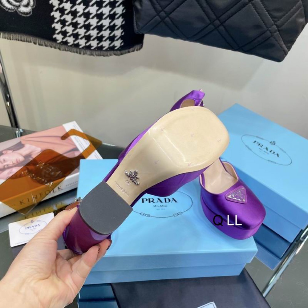 Prada sandals satin high 11cm purple 36-42 Shoes