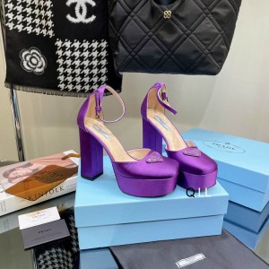 Prada sandals satin high 11cm purple 36-42 Shoes