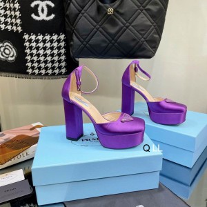 Prada sandals satin high 11cm purple 36-42 Shoes
