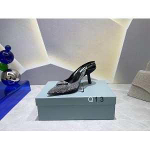 Prada satin slingback 7.5cm crystals 36-41 silver Shoes