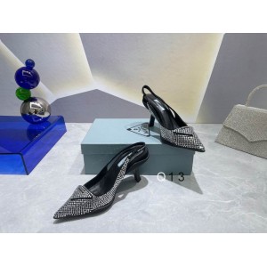 Prada satin slingback 7.5cm crystals 36-41 silver Shoes