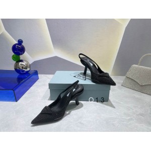 Prada satin slingback 7.5cm crystals 36-41 black Shoes