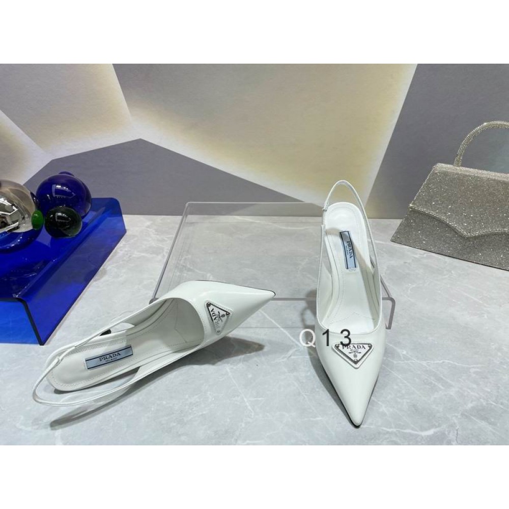 Prada patent leather slingback pumps 7.5cm white 36-41 Shoes