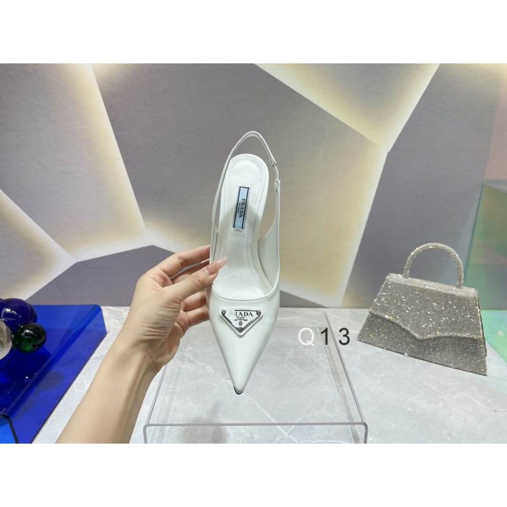 Prada patent leather slingback pumps 7.5cm white 36-41 Shoes