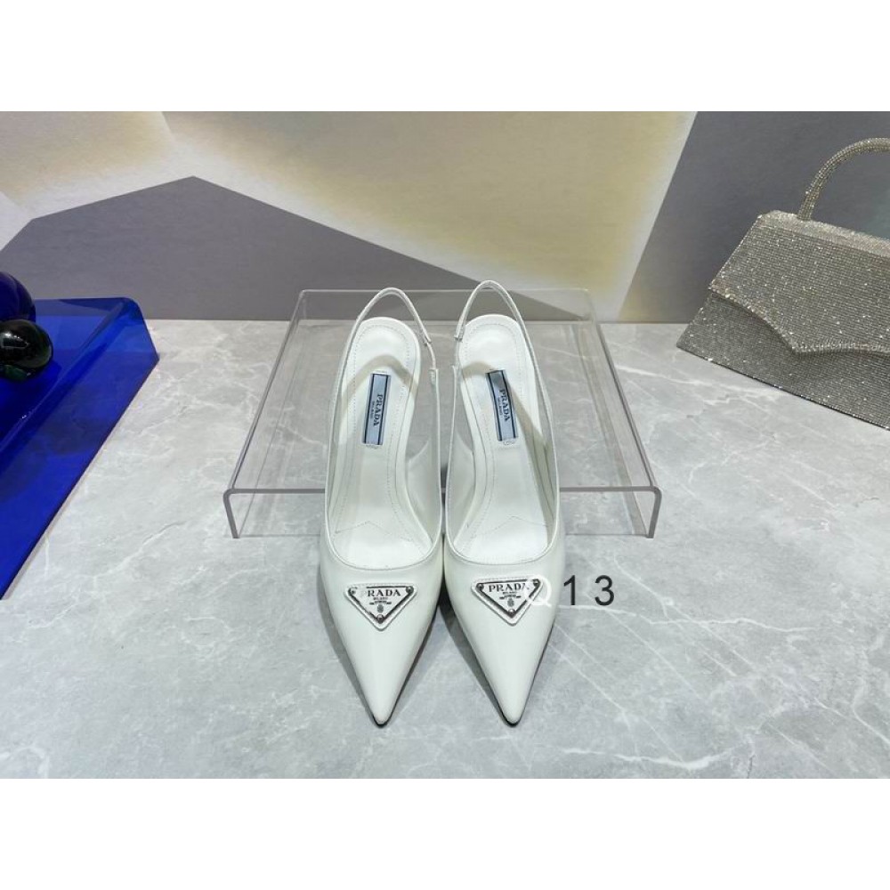 Prada patent leather slingback pumps 7.5cm white 36-41 Shoes