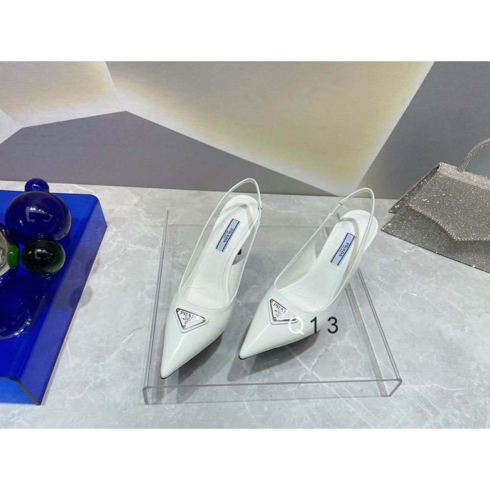 Prada patent leather slingback pumps 7.5cm white 36-41 Shoes