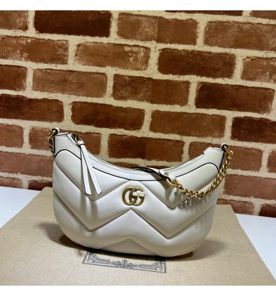 GUCCI MARMONT SMALL SHOULDER BAG 26X17X4CM WHITE