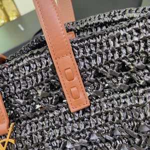 Ysl PANIER BAG IN CROCHET RAFFIA AND SMOOTH LEATHER Bags