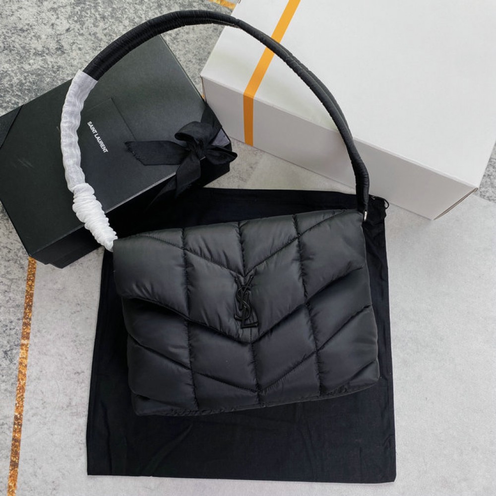 Ysl PUFFER MESSENGER BAG IN ECONYL REGENERATED NYLON 34x27x12cm 