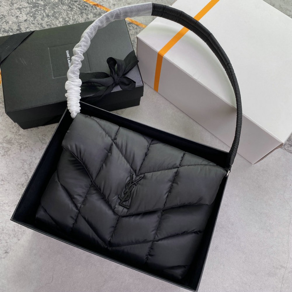 Ysl PUFFER MESSENGER BAG IN ECONYL REGENERATED NYLON 34x27x12cm 