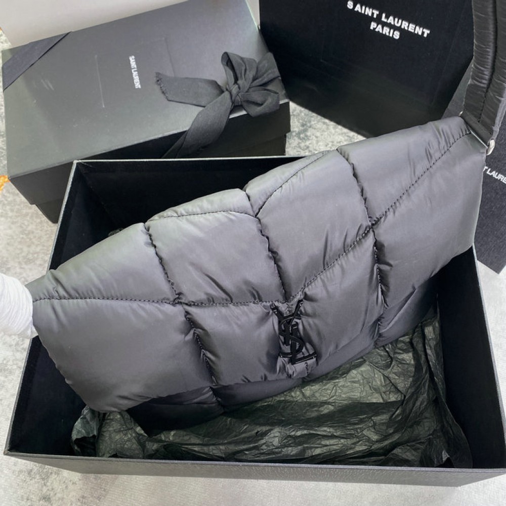 Ysl PUFFER MESSENGER BAG IN ECONYL REGENERATED NYLON 34x27x12cm 