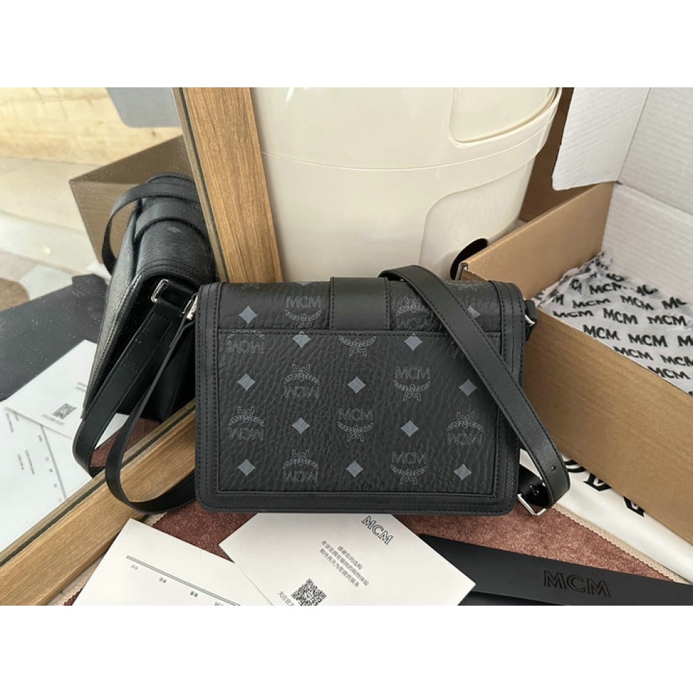 MCM TRACY SHOULDER BAG IN VISETOS 5.5 x 22.0 x 15.5 cm NOIR Bags