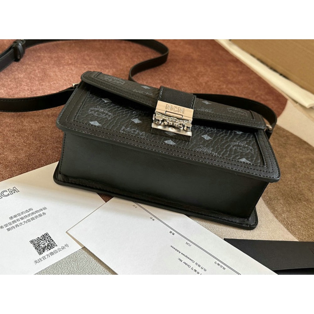 MCM TRACY SHOULDER BAG IN VISETOS 5.5 x 22.0 x 15.5 cm NOIR Bags