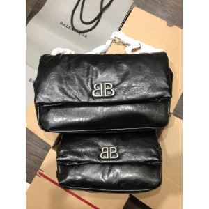 Balenciaga WOMEN'S MONACO MEDIUM CHAIN BAG IN BLACK silver Bags