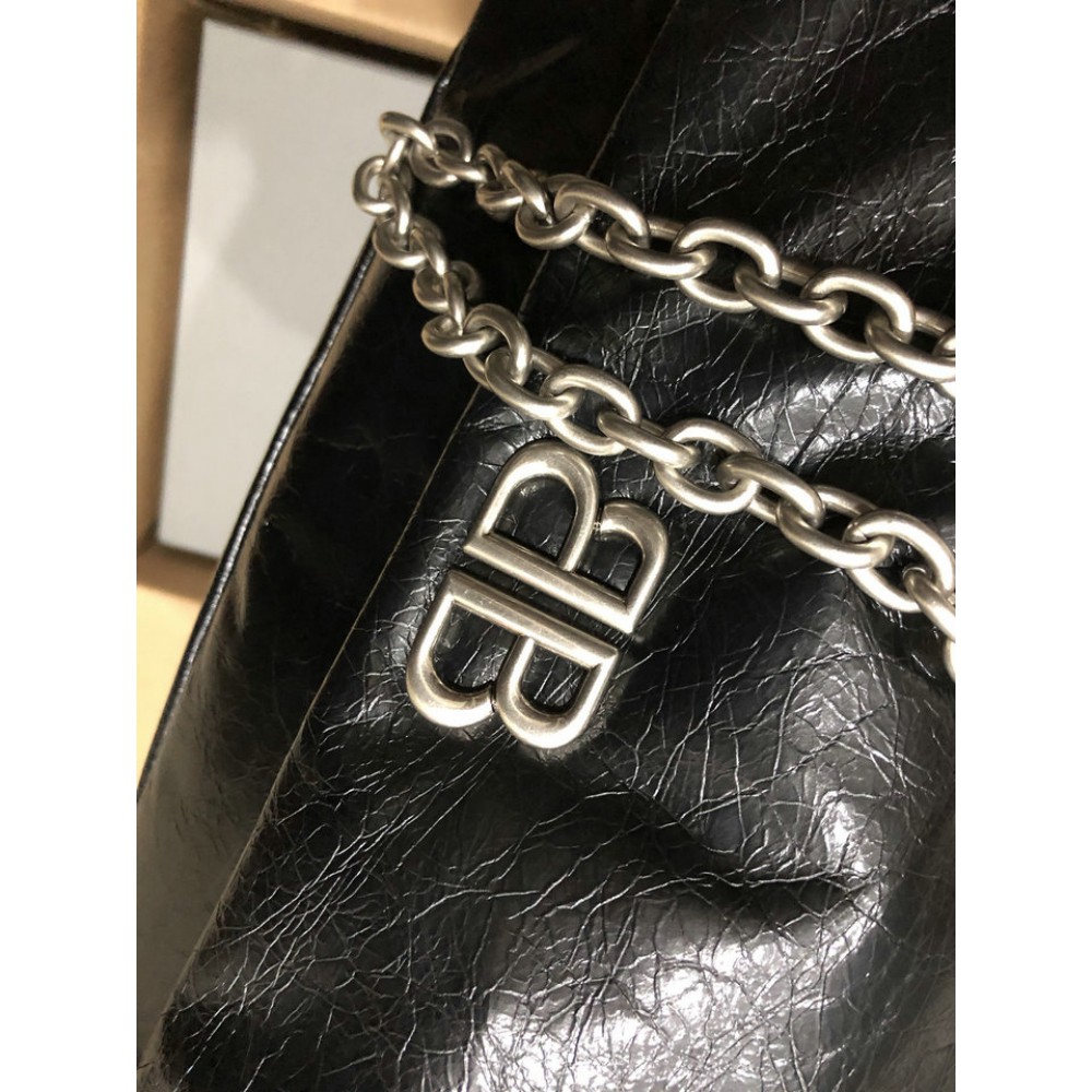Balenciaga WOMEN'S MONACO MEDIUM CHAIN BAG IN BLACK silver Bags