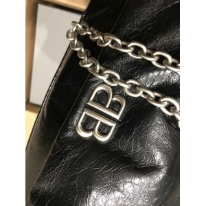 Balenciaga WOMEN'S MONACO MEDIUM CHAIN BAG IN BLACK silver Bags