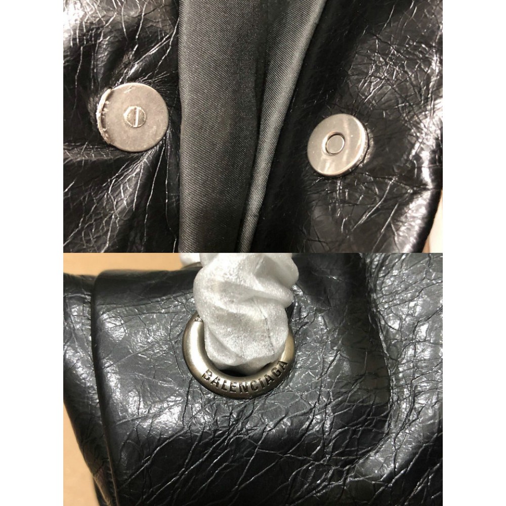 Balenciaga WOMEN'S MONACO MEDIUM CHAIN BAG IN BLACK silver Bags