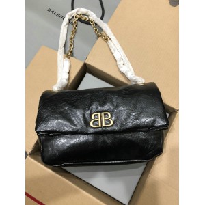 Balenciaga WOMEN'S MONACO MEDIUM CHAIN BAG IN BLACK gold Bags