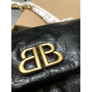 Balenciaga WOMEN'S MONACO MEDIUM CHAIN BAG IN BLACK gold Bags