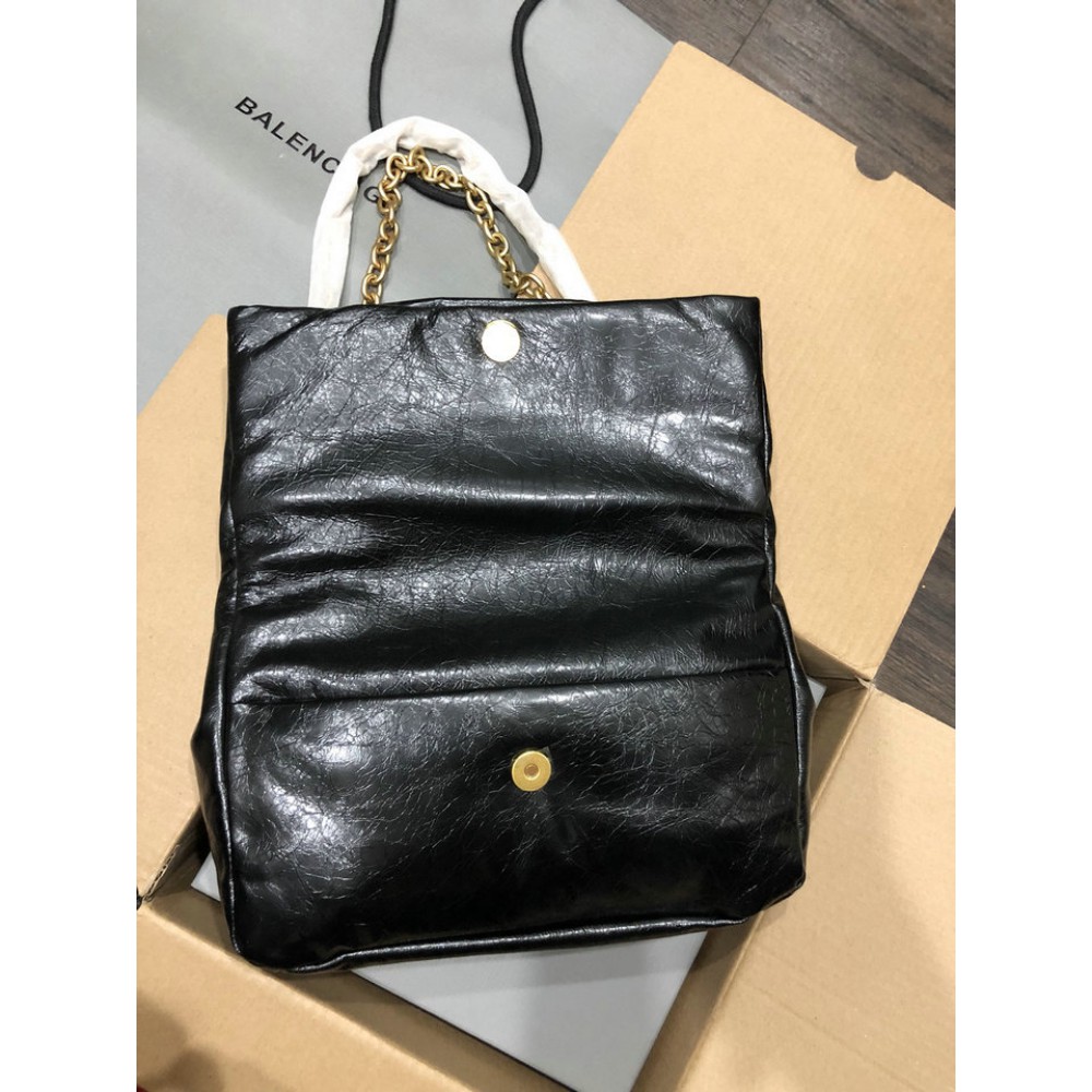 Balenciaga WOMEN'S MONACO MEDIUM CHAIN BAG IN BLACK gold Bags