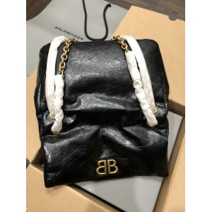 Balenciaga WOMEN'S MONACO MEDIUM CHAIN BAG IN BLACK gold Bags