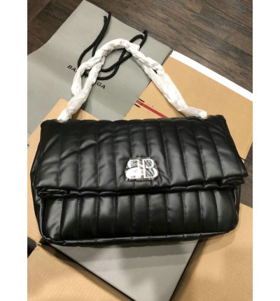 Balenciaga MONACO MEDIUM CHAIN BAG QUILTED IN black 32.5x22x9.9cm