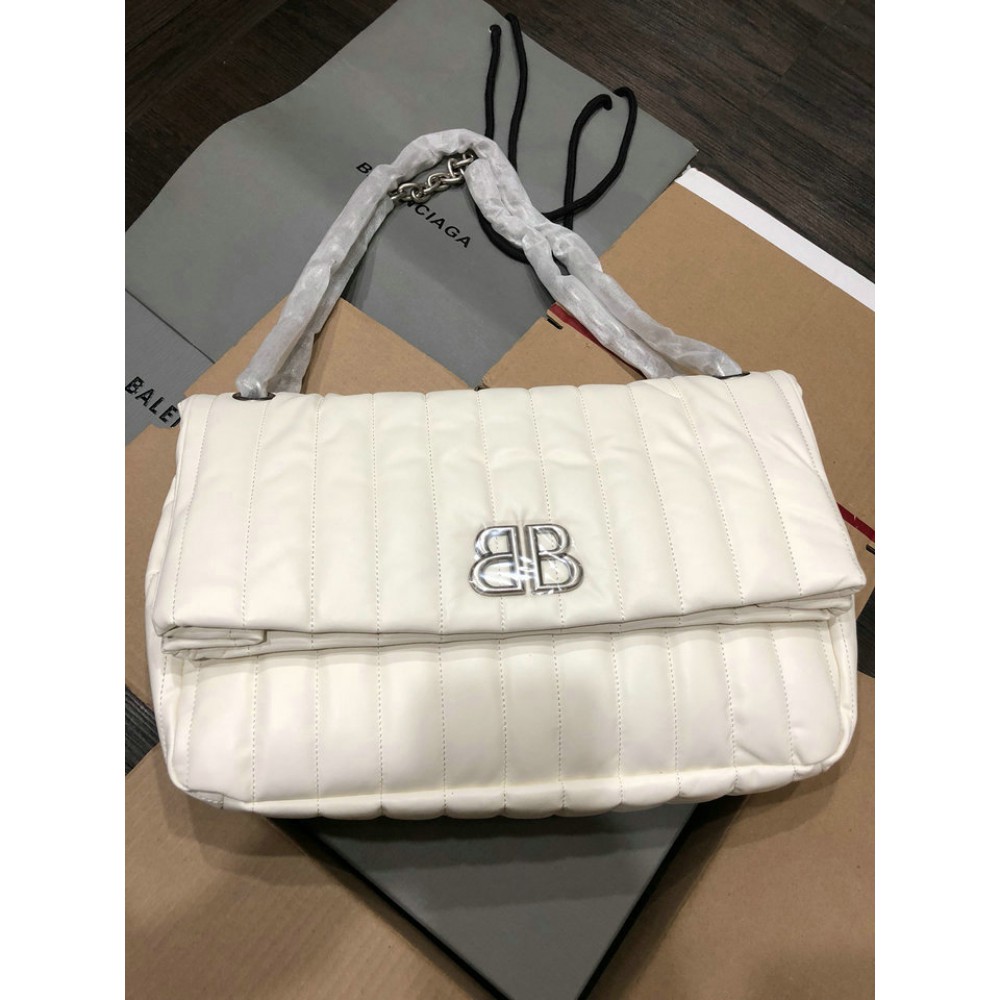Balenciaga MONACO MEDIUM CHAIN BAG QUILTED IN OFF WHITE 32.5x22x9.9cm Bags