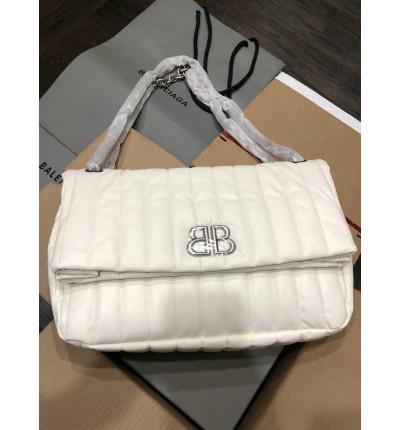Balenciaga MONACO MEDIUM CHAIN BAG QUILTED IN OFF WHITE 32.5x22x9.9cm