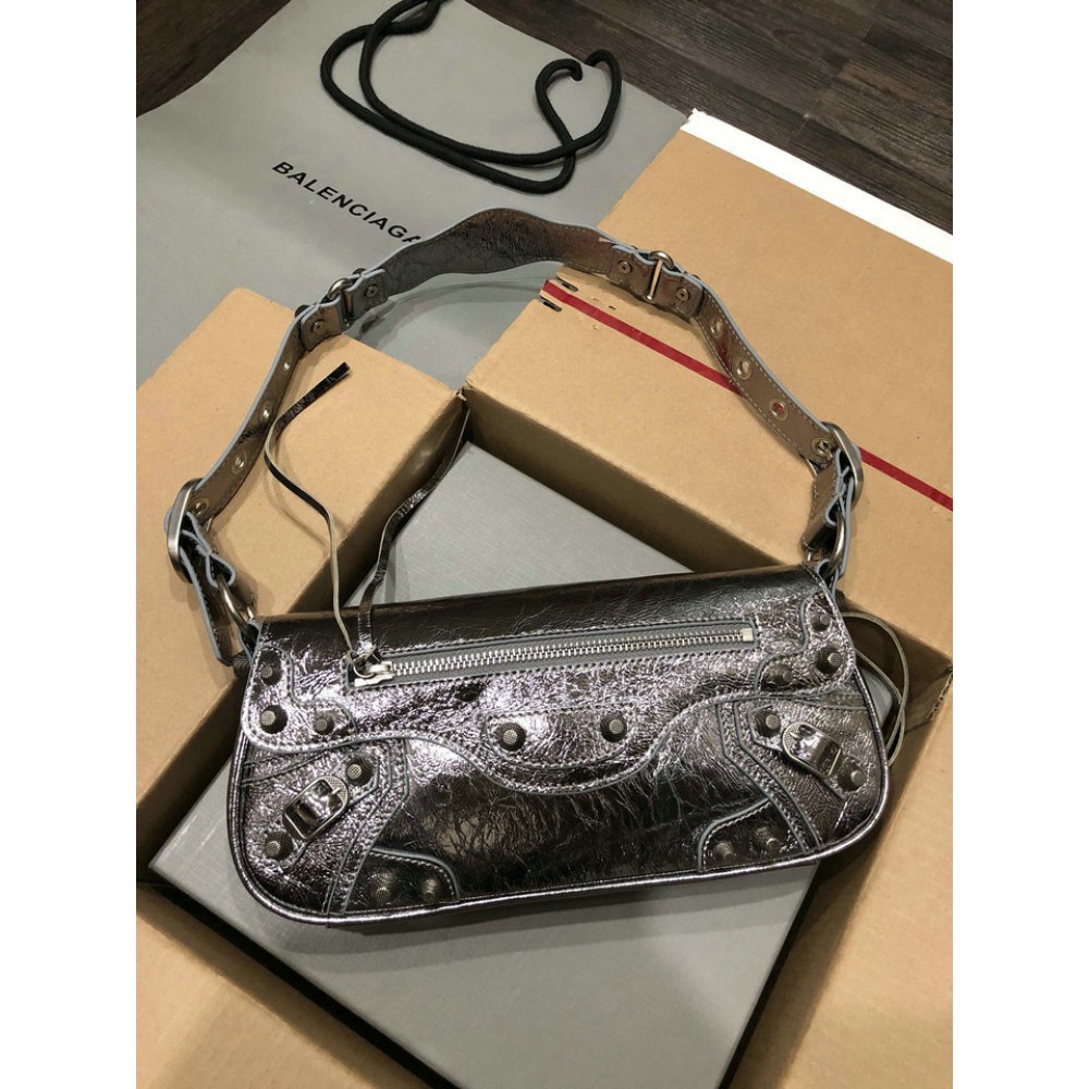 Balenciaga LE CAGOLE SMALL SLING BAG IN METALLIZED IN SILVER 30x 14 x 4.5cm Bags