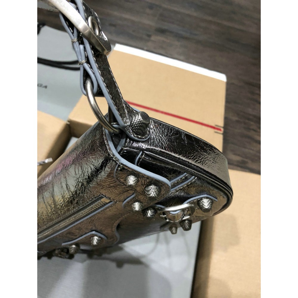 Balenciaga LE CAGOLE SMALL SLING BAG IN METALLIZED IN SILVER 30x 14 x 4.5cm Bags