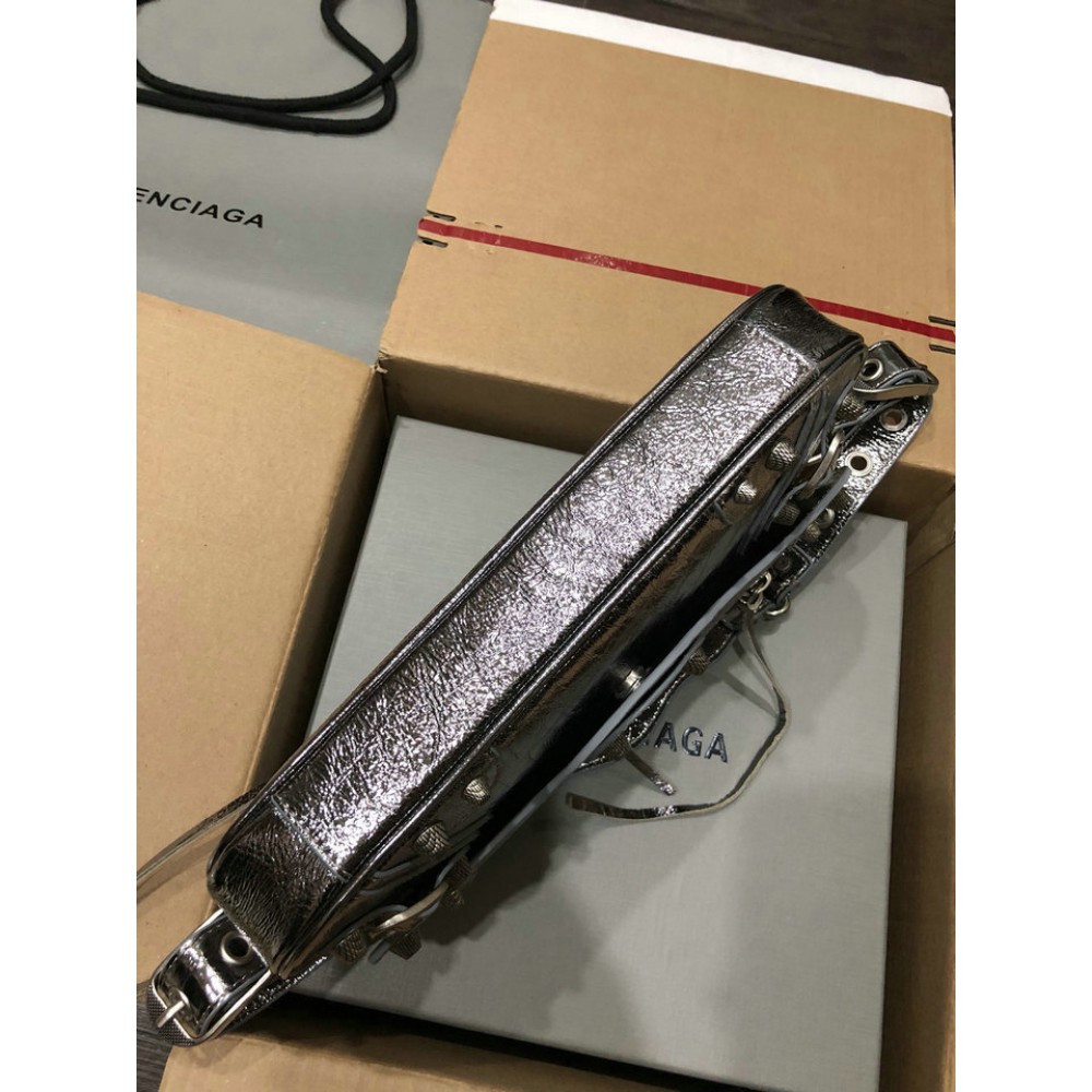 Balenciaga LE CAGOLE SMALL SLING BAG IN METALLIZED IN SILVER 30x 14 x 4.5cm Bags