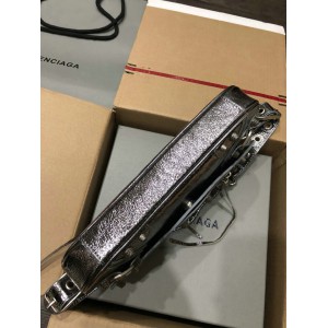 Balenciaga LE CAGOLE SMALL SLING BAG IN METALLIZED IN SILVER 30x 14 x 4.5cm Bags
