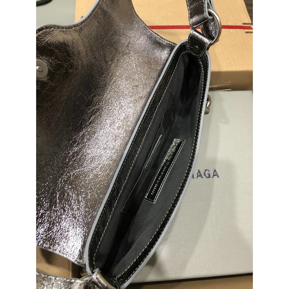 Balenciaga LE CAGOLE SMALL SLING BAG IN METALLIZED IN SILVER 30x 14 x 4.5cm Bags
