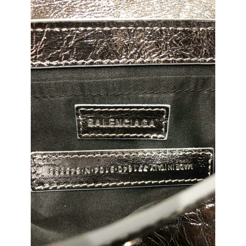Balenciaga LE CAGOLE SMALL SLING BAG IN METALLIZED IN SILVER 30x 14 x 4.5cm Bags