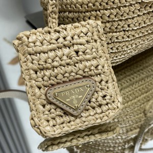 Prada Crochet and leather mini-bucket bag 1BE068 19.5x15.5x10cm 