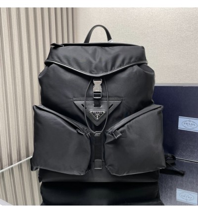 Prada Re-Nylon and leather backpack 38x42x18cm