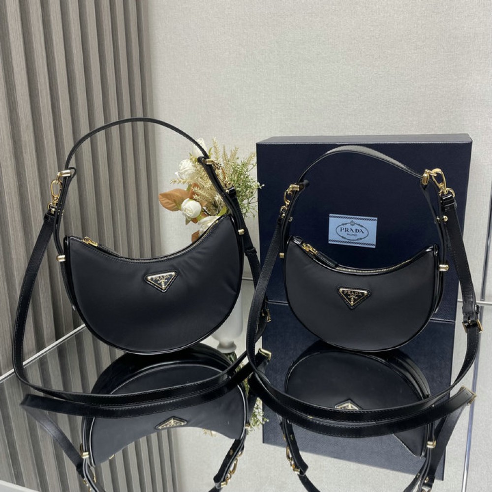 Prada Arqué Re-Nylon and brushed leather shoulder bag Bags