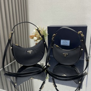 Prada Arqué Re-Nylon and brushed leather shoulder bag Bags
