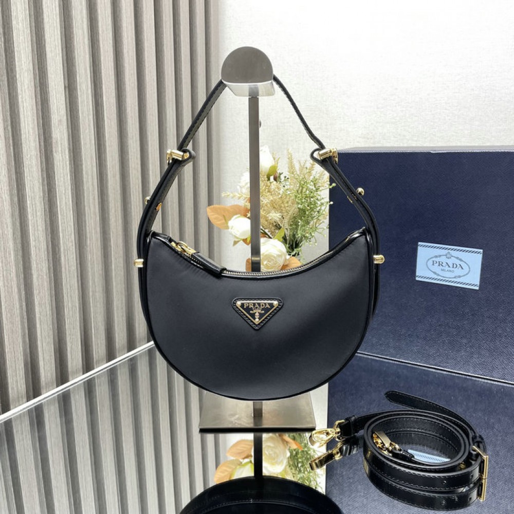 Prada Arqué Re-Nylon and brushed leather shoulder bag Bags