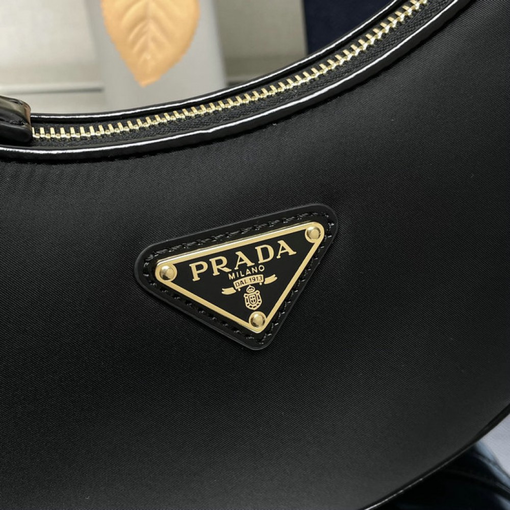 Prada Arqué Re-Nylon and brushed leather shoulder bag Bags