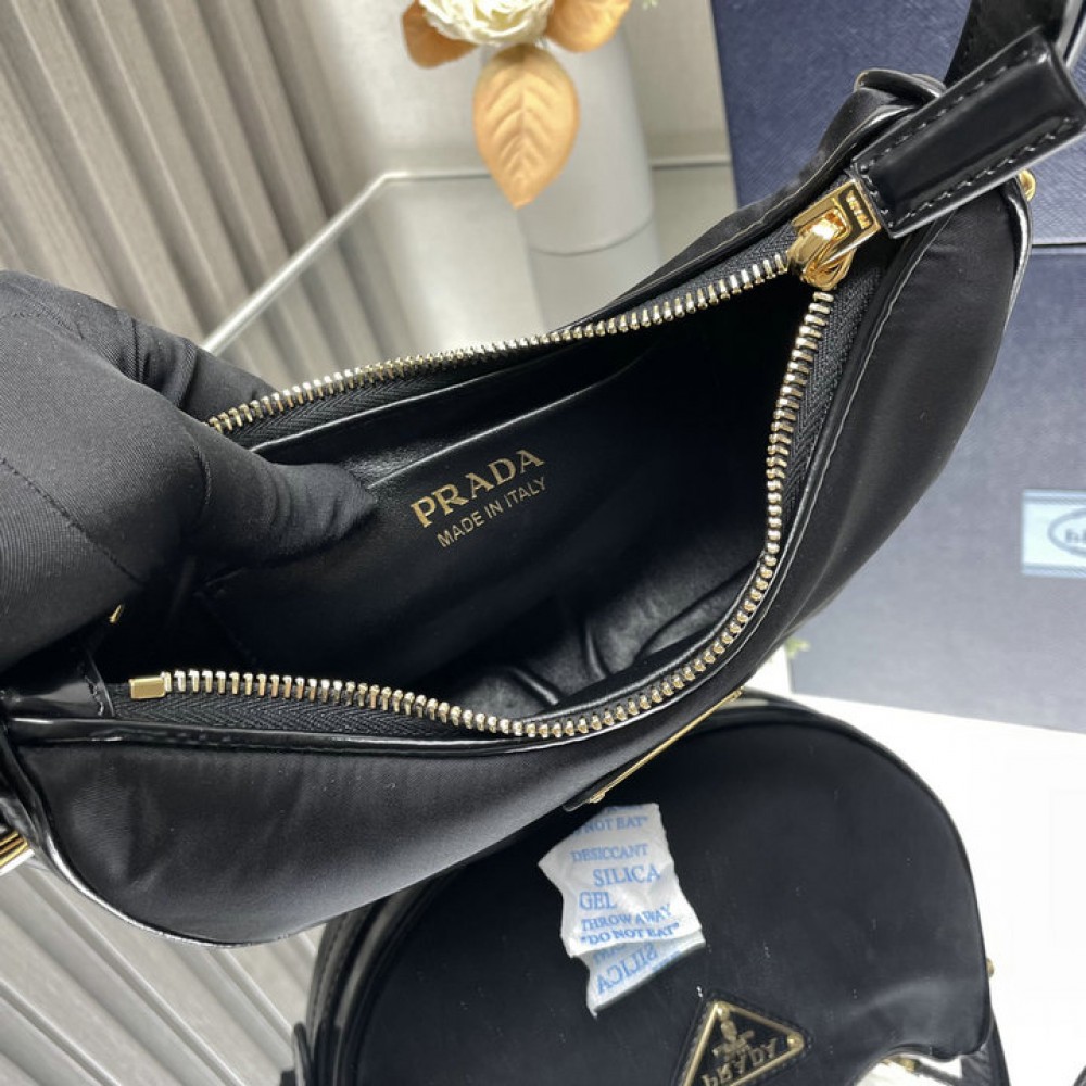 Prada Arqué Re-Nylon and brushed leather shoulder bag Bags