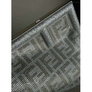 Fendi First Small Silver leather bag with crystal FF motif 26x9.5x18cm Bags