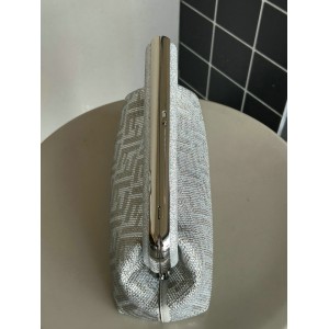 Fendi First Small Silver leather bag with crystal FF motif 26x9.5x18cm Bags