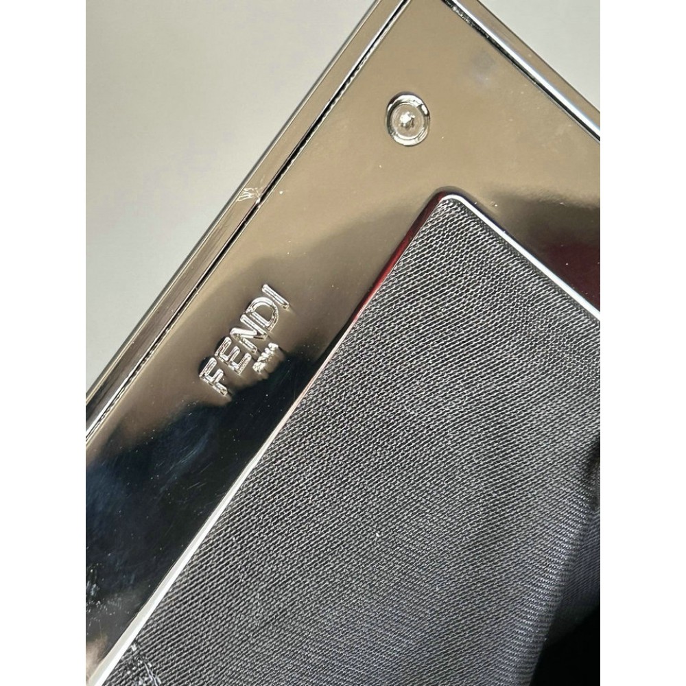 Fendi First Small Silver leather bag with crystal FF motif 26x9.5x18cm Bags