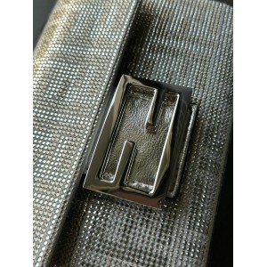 Fendi Baguette Silver leather bag with crystal FF motif Bags