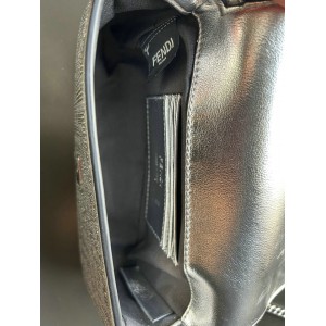 Fendi Baguette Silver leather bag with crystal FF motif Bags