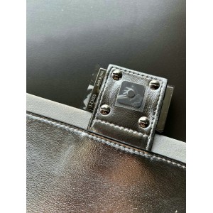 Fendi Baguette Silver leather bag with crystal FF motif Bags