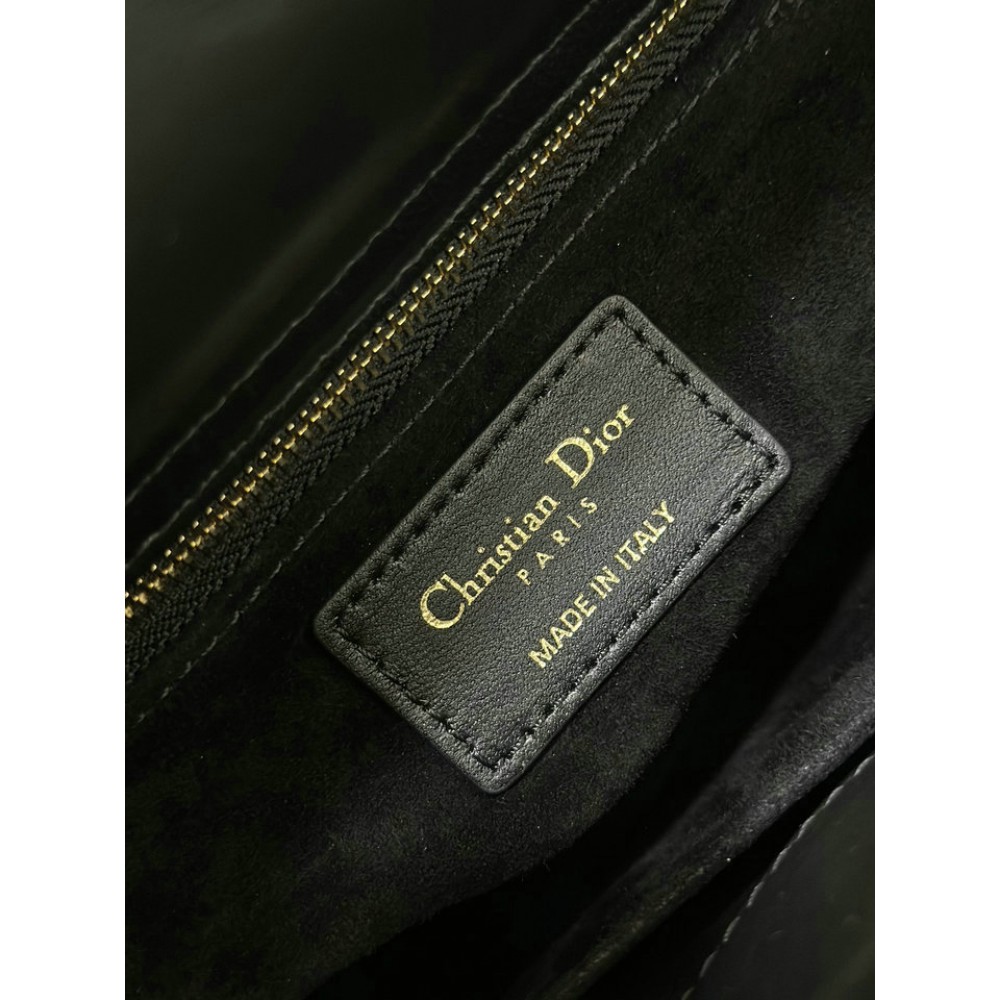 Dior Small Lady Bag Black Cannage Lambskin with Gold-Finish Butterfly Studs 20cm Bags