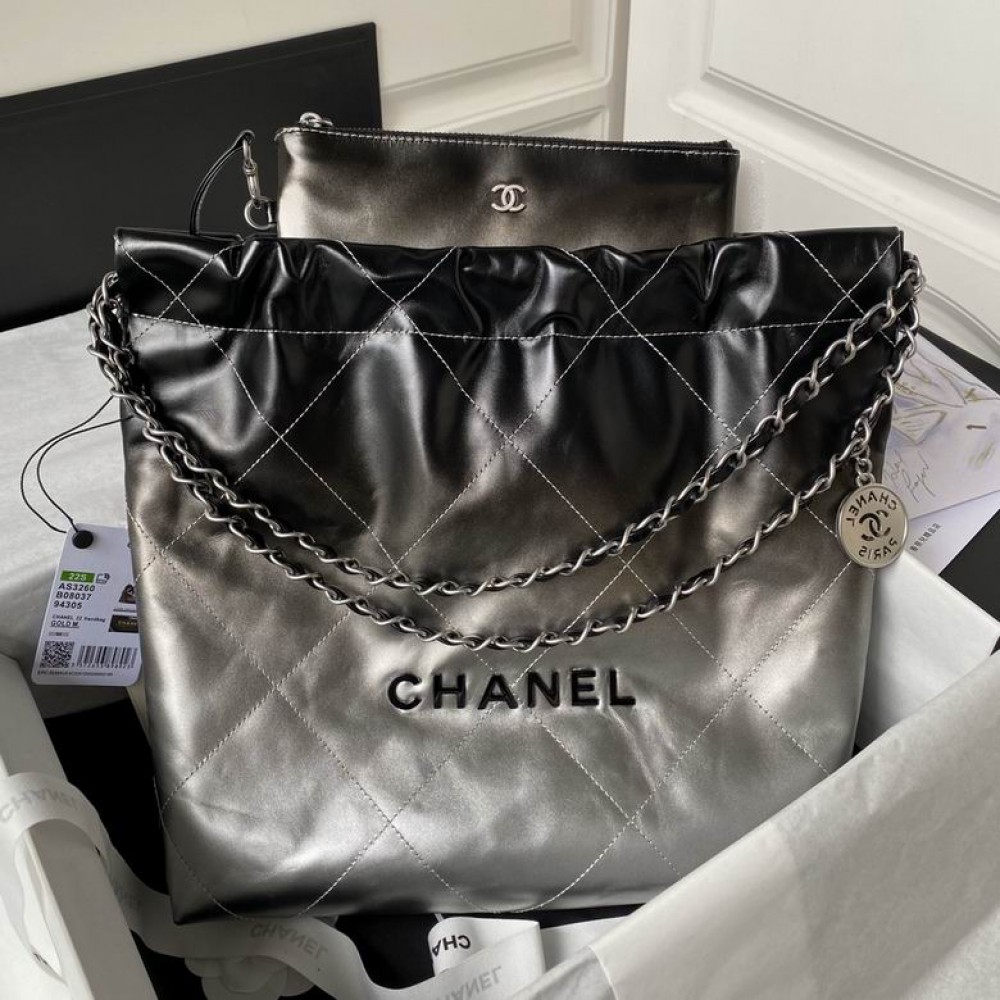 Chanel22 35x37x7cm silver black Bags